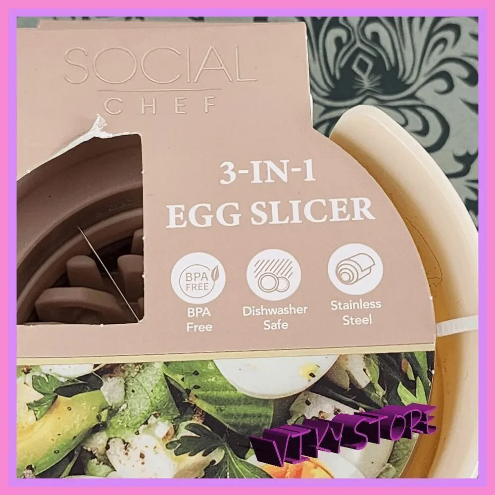 💕 NWT Social Chef 3-in-1 Egg Slicer Stainless Steel #7163 💕